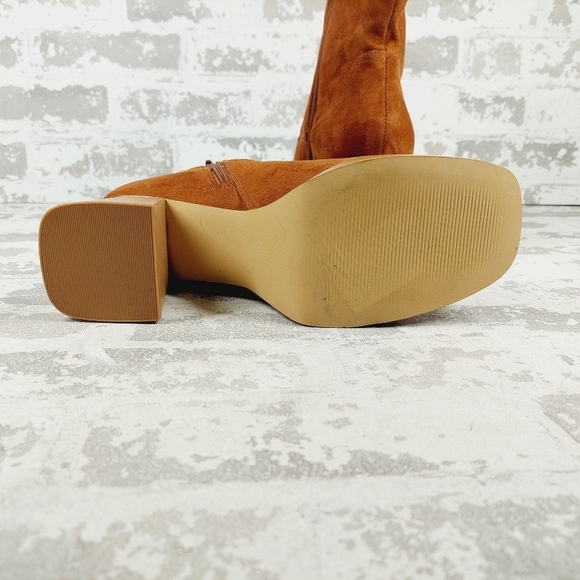 New Bp Keyla Brown Faux Suede Block Heel Retro Ankle Boots K255 - Picture 8 of 12